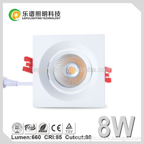ATLAS recessed aluminum 8w CRI>85 cob lighting ceiling downlight IP44